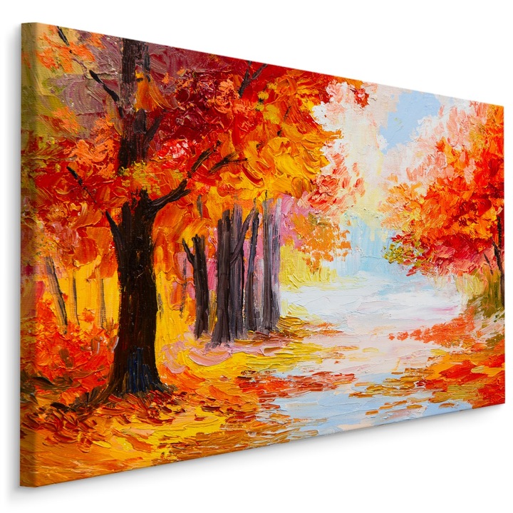 Tablou pentru Sufragerie Padure Copaci TOAMNA Pictura 120cm x 80cm Vedere, Natura, Canvas, Peisaj, Living