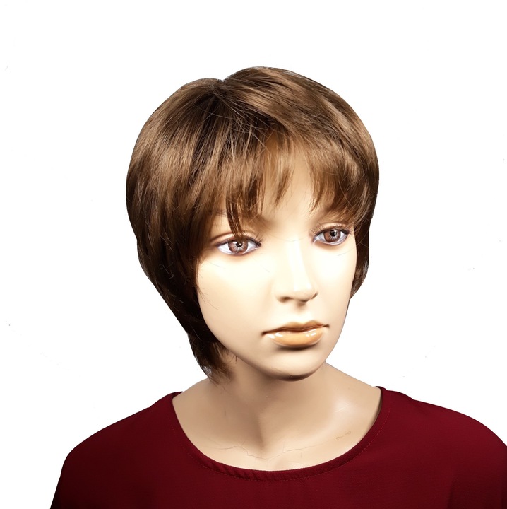 Peruca dama, fibra sintetica, cu aspect natural, saten deschis intens