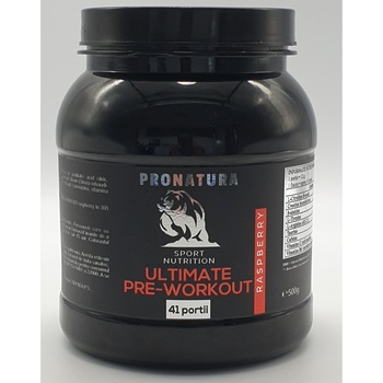 Supliment nutritiv Ultimate Pre Workout Zmeura, Pro Natura, 500 grame Supliment nutritiv Ultimate Pre Workout Zmeura, Pro Natura, 500 grame