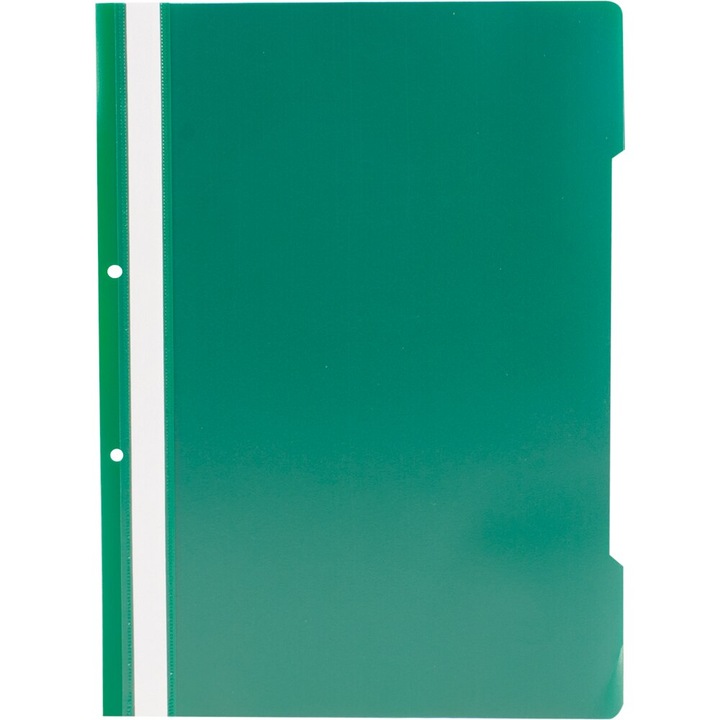 Set 50 buc dosar plastic, PAPERLAND, cu sina si 2 perforatii, verde