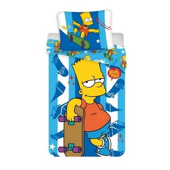 Lenjerie de pat pentru copii Jerry Fabrics, Bart Simpson, Bumbac, 140x200cm Lenjerie de pat pentru copii Jerry Fabrics, Bart Simpson, Bumbac, 140x200cm