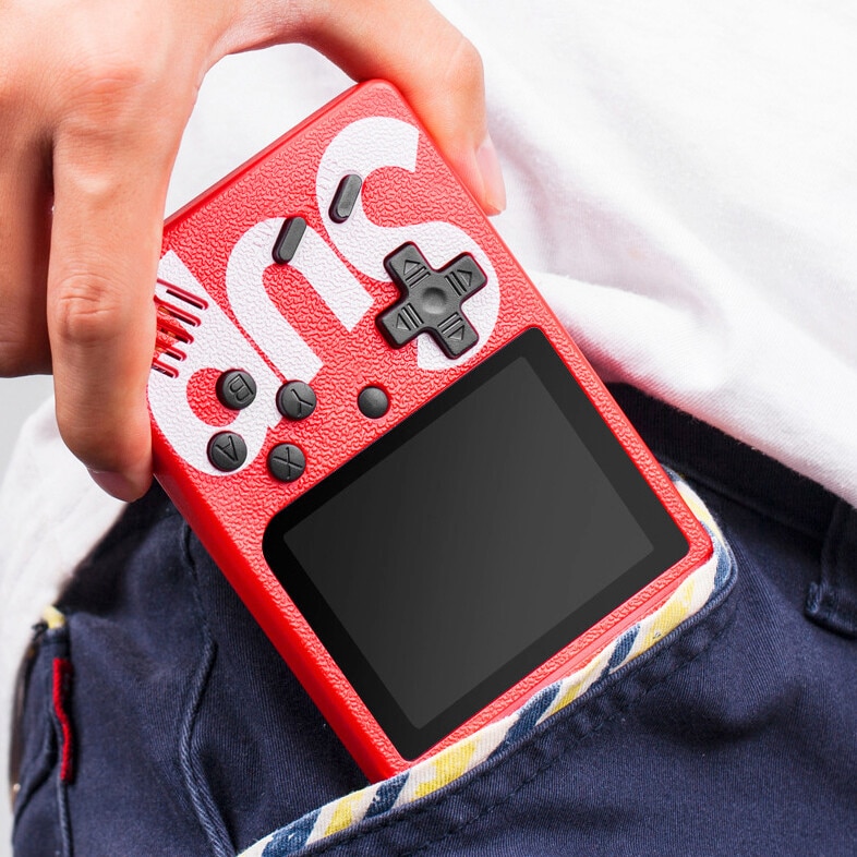 Consola SUP Game Box, 400 jocuri, Rotita volum, Ecran LCD de 3.0 ", Cablu AV, Micro-USB, Multiplayer, Portabil, Rosu