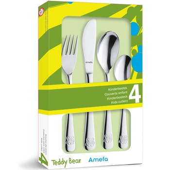 Set 4 tacamuri pentru copii Amefa Teddy Set 4 tacamuri pentru copii Amefa Teddy