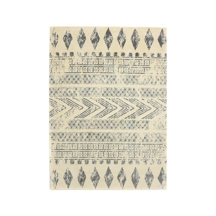 Covor din poliester, Colectie otantik, modern/scandinav, model 2617A, culoare Gri/Crem 200 x 290 cm, fara franjuri