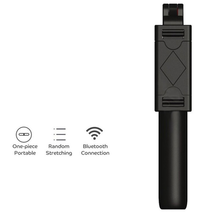 OEM többfunkciós szelfibot, állvány, telefontartó, Bluetooth 4.0, iOS / Android rendszerrel kompatibilis, fekete