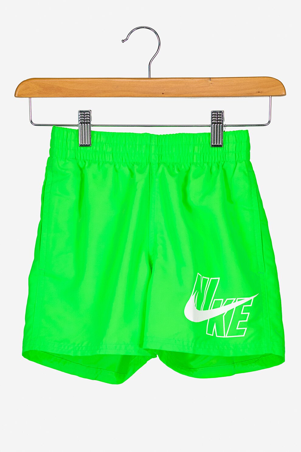 Nike, Pantaloni scurti de baie cu imprimeu logo, Verde neon