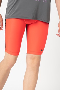 Nike, Colanti tip bermude de baie cu logo Jammer, Negru/oranj electric Nike, Colanti tip bermude de baie cu logo Jammer, Negru/oranj electric