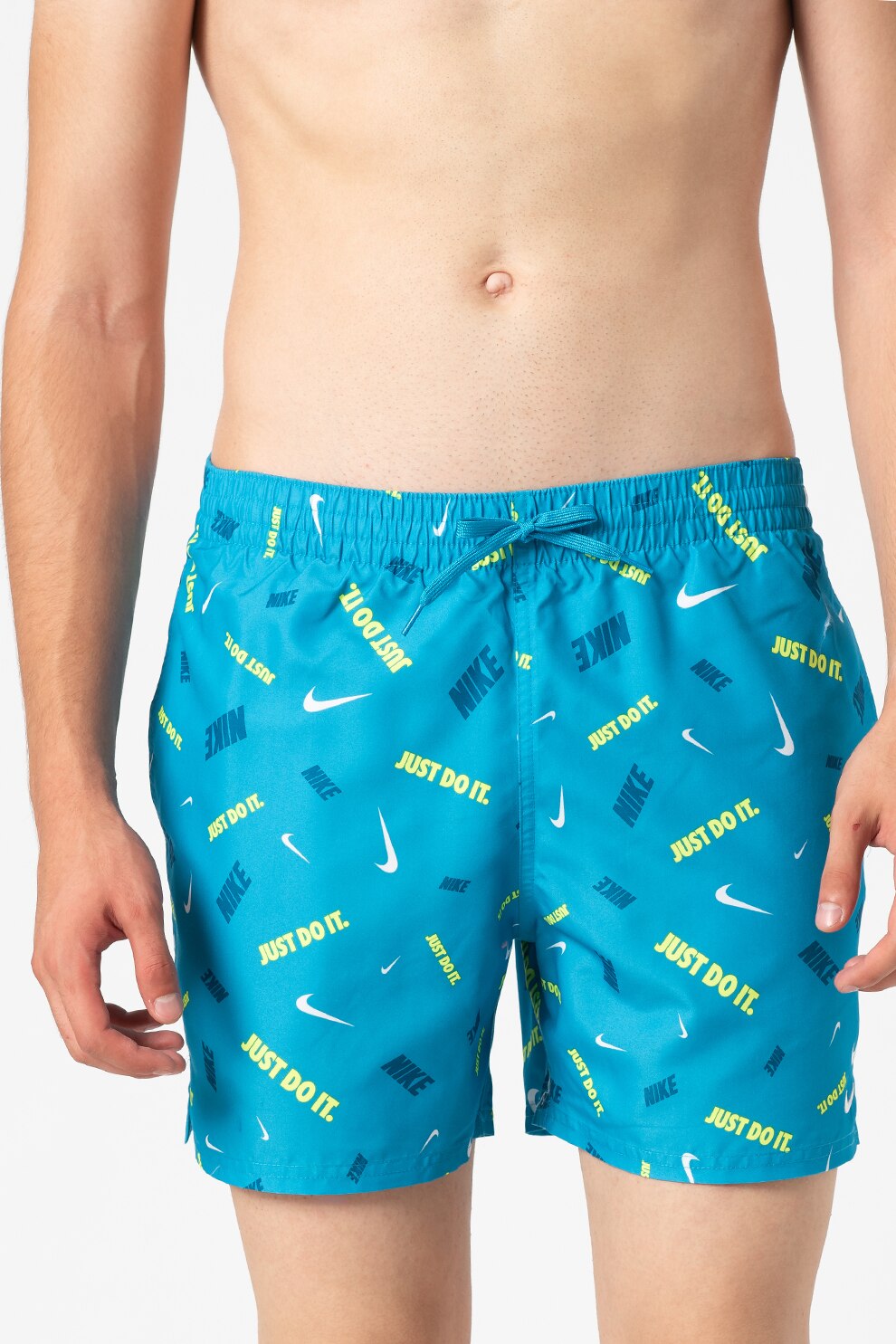 Nike, Pantaloni scurti de baie cu imprimeu logo Volley, albastru aqua, verde, alb, S
