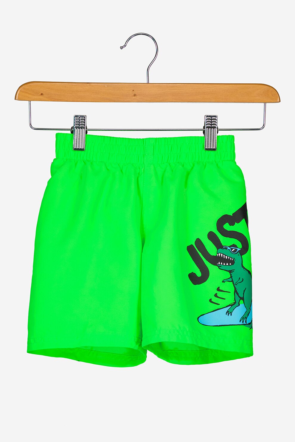 Nike, Pantaloni scurti de baie cu imprimeu si talie elastica, Verde neon