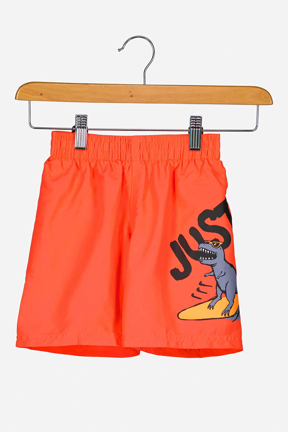 Nike, Pantaloni scurti de baie cu imprimeu si talie elastica, Corai