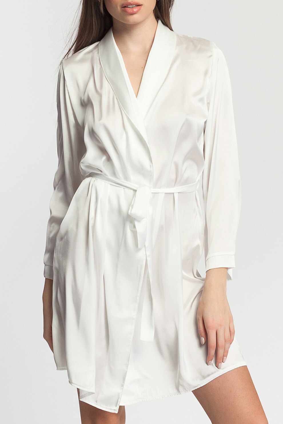 Sofiaman, Halat de satin Edith, Alb, XL