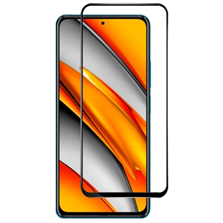 Стъклен протектор Tempered Glass, Xiaomi Poco F3, 9D Tempered Glass, Черен