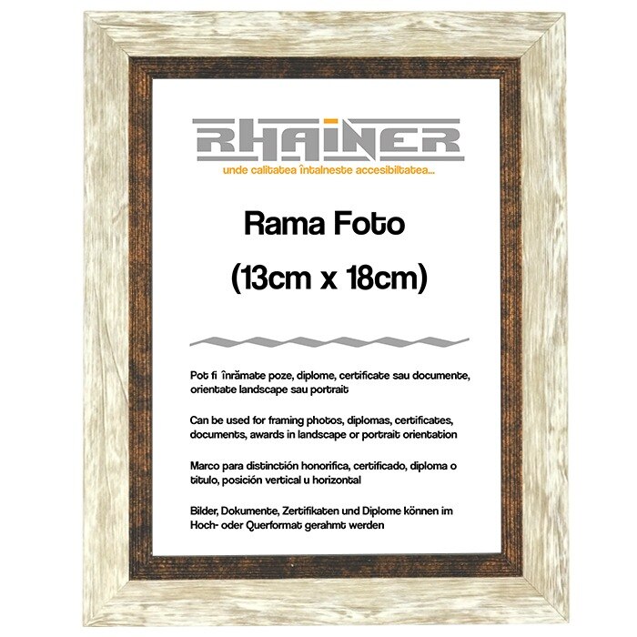 Rama foto Valencia, Rhainer, alb/maro, 13x18