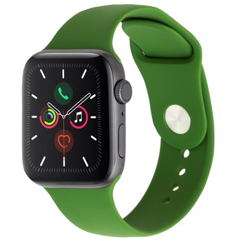 Curea silicon pentru Apple Watch 2/3/4/5/6, Bratara Silicon sport, Display 38 mm, Army Verde