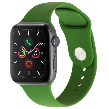 Curea silicon pentru Apple Watch 2/3/4/5/6, Bratara Silicon sport, Display 38 mm, Army Verde Curea silicon pentru Apple Watch 2/3/4/5/6, Bratara Silicon sport, Display 38 mm, Army Verde