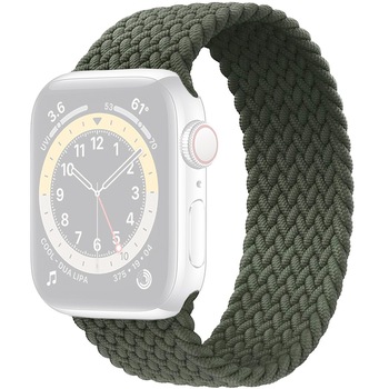 Curea Apple Watch, Braided Solo Loop, Medie (160 mm), Compatibila cu Apple Watch 1/2/3/4/5/6/SE/Nike+, 44 mm, Verde Curea Apple Watch, Braided Solo Loop, Medie (160 mm), Compatibila cu Apple Watch 1/2/3/4/5/6/SE/Nike+, 44 mm, Verde