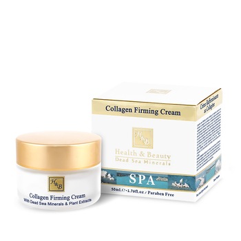 Crema de zi pentru fermitate si anti-rid cu colagen, Health and Beauty Marea Moarta, fara parabeni, SPF-20, 50 ml Crema de zi pentru fermitate si anti-rid cu colagen, Health and Beauty Marea Moarta, fara parabeni, SPF-20, 50 ml