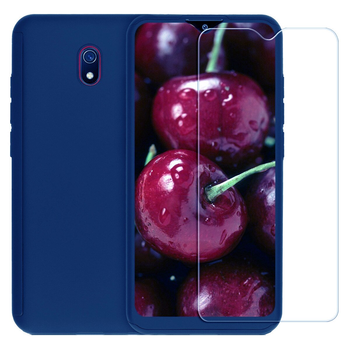 Husa Full Cover 360° (fata + spate + folie sticla) pentru Xiaomi Redmi 8A, Albastru