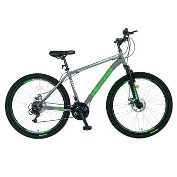 Bicicleta VELORS Vulcano, Mountain Bike, Saiguan 18 Viteze, Roti 27.5 Inch, Frane Disc, CSV27/09A, Cadru Gri cu Design Verde Bicicleta VELORS Vulcano, Mountain Bike, Saiguan 18 Viteze, Roti 27.5 Inch, Frane Disc, CSV27/09A, Cadru Gri cu Design Verde