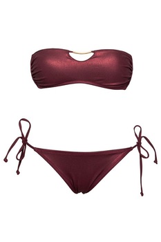 Costum de baie din doua piese, bustiera si chilot intreg, Imitatie piele Model de lux, Intimamoda, Bordo metalizat, Bordo metalizat Costum de baie din doua piese, bustiera si chilot intreg, Imitatie piele Model de lux, Intimamoda, Bordo metalizat, Bordo metalizat