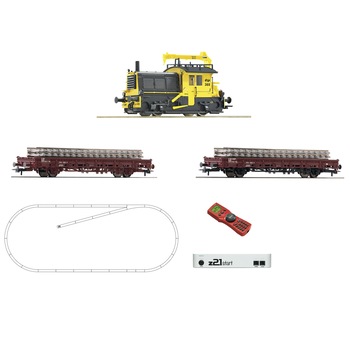 Set de Start cu Locomotiva Diesel Sik si Vagoane de Intretinere, Roco, scara H0, set de 3 piese Set de Start cu Locomotiva Diesel Sik si Vagoane de Intretinere, Roco, scara H0, set de 3 piese