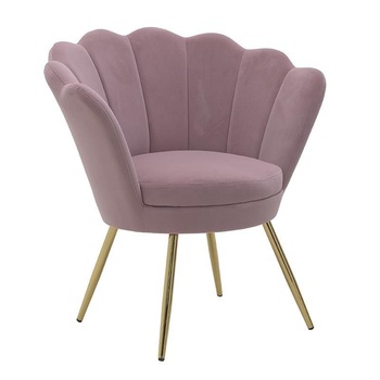 Fotoliu, picioare metal, tapiterie din catifea, roz-pudra, 76Χ60Χ80 cm Fotoliu, picioare metal, tapiterie din catifea, roz-pudra, 76Χ60Χ80 cm