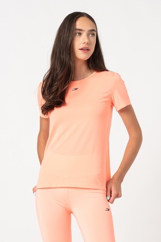 Tommy Hilfiger, Tricou din material ce transfera umezeala cu decolteu rotund, Oranj neon Tommy Hilfiger, Tricou din material ce transfera umezeala cu decolteu rotund, Oranj neon