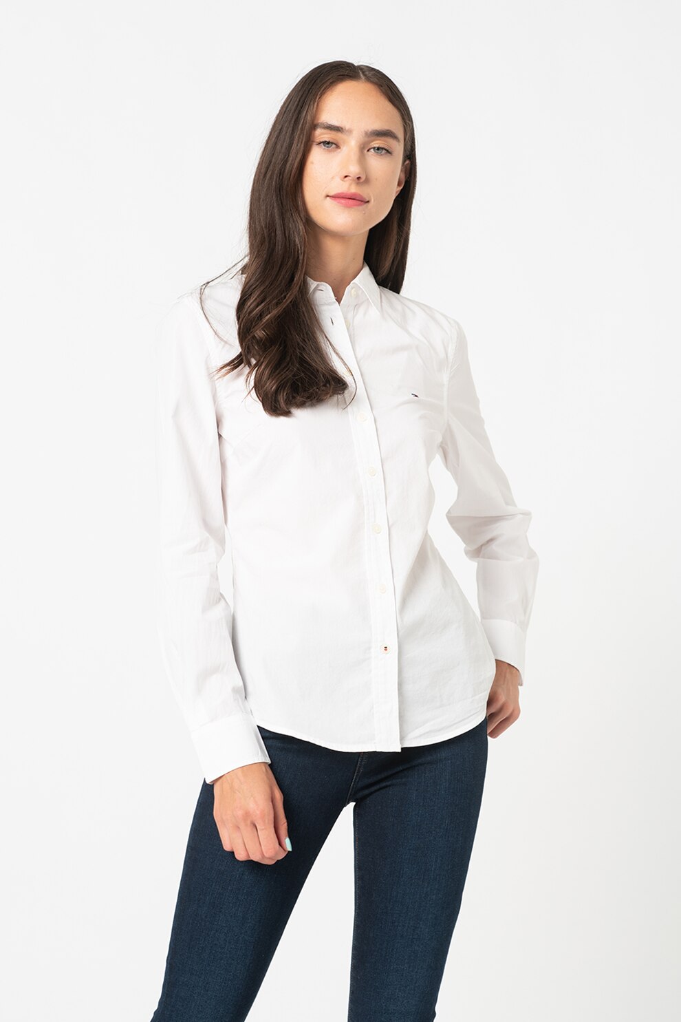 Tommy Hilfiger, Camasa regular fit de bumbac organic, Alb