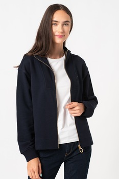 Tommy Hilfiger, Hanorac de bumbac organic cu fermoar, Bleumarin, 2XS Tommy Hilfiger, Hanorac de bumbac organic cu fermoar, Bleumarin, 2XS