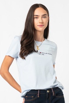 Tommy Hilfiger, Tricou de bumbac organic Essential, Bleu/Bleumarin Tommy Hilfiger, Tricou de bumbac organic Essential, Bleu/Bleumarin