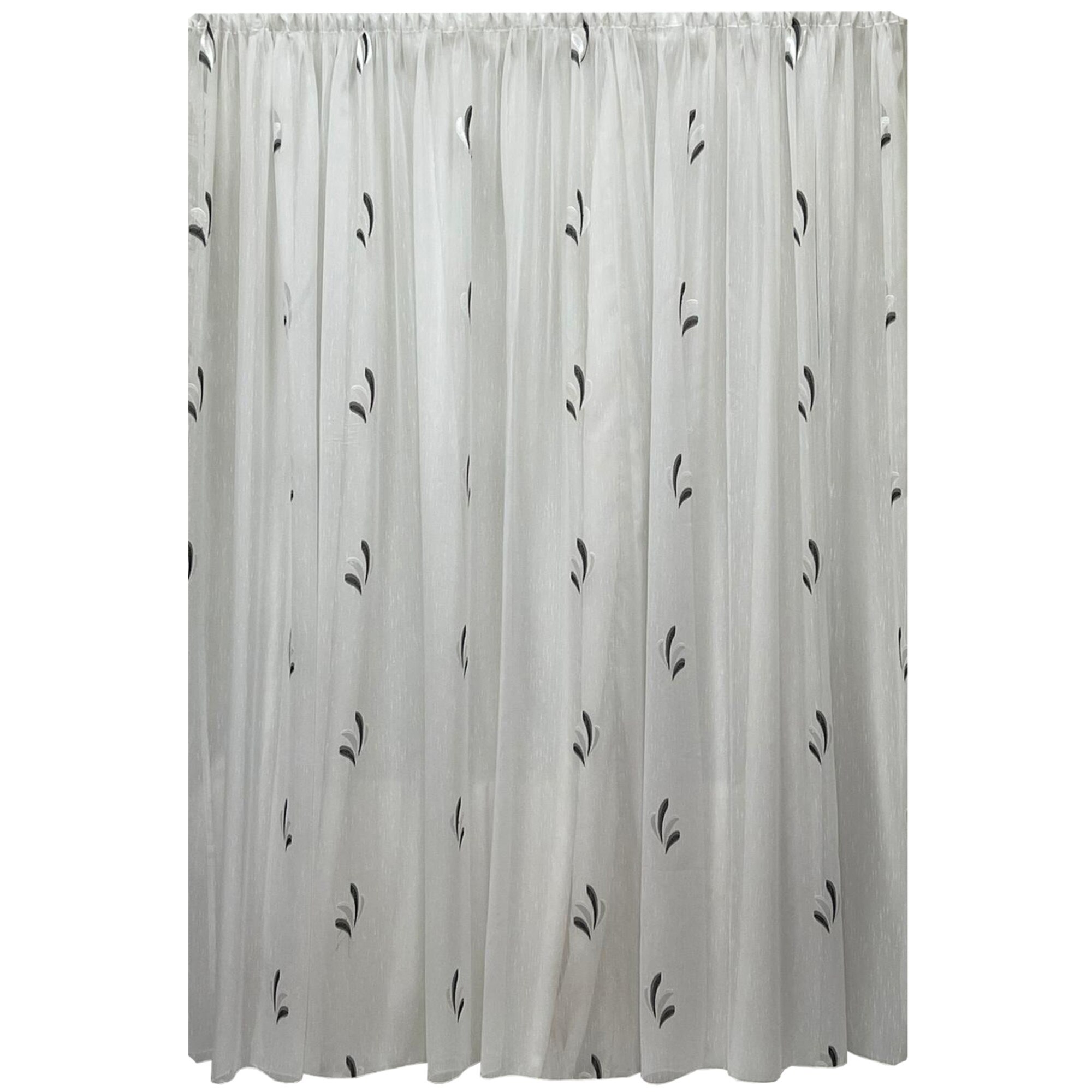 Perdea alba Trio 800x245cm cu broderie neagra si rejansa, by Liz Line - RD2128
