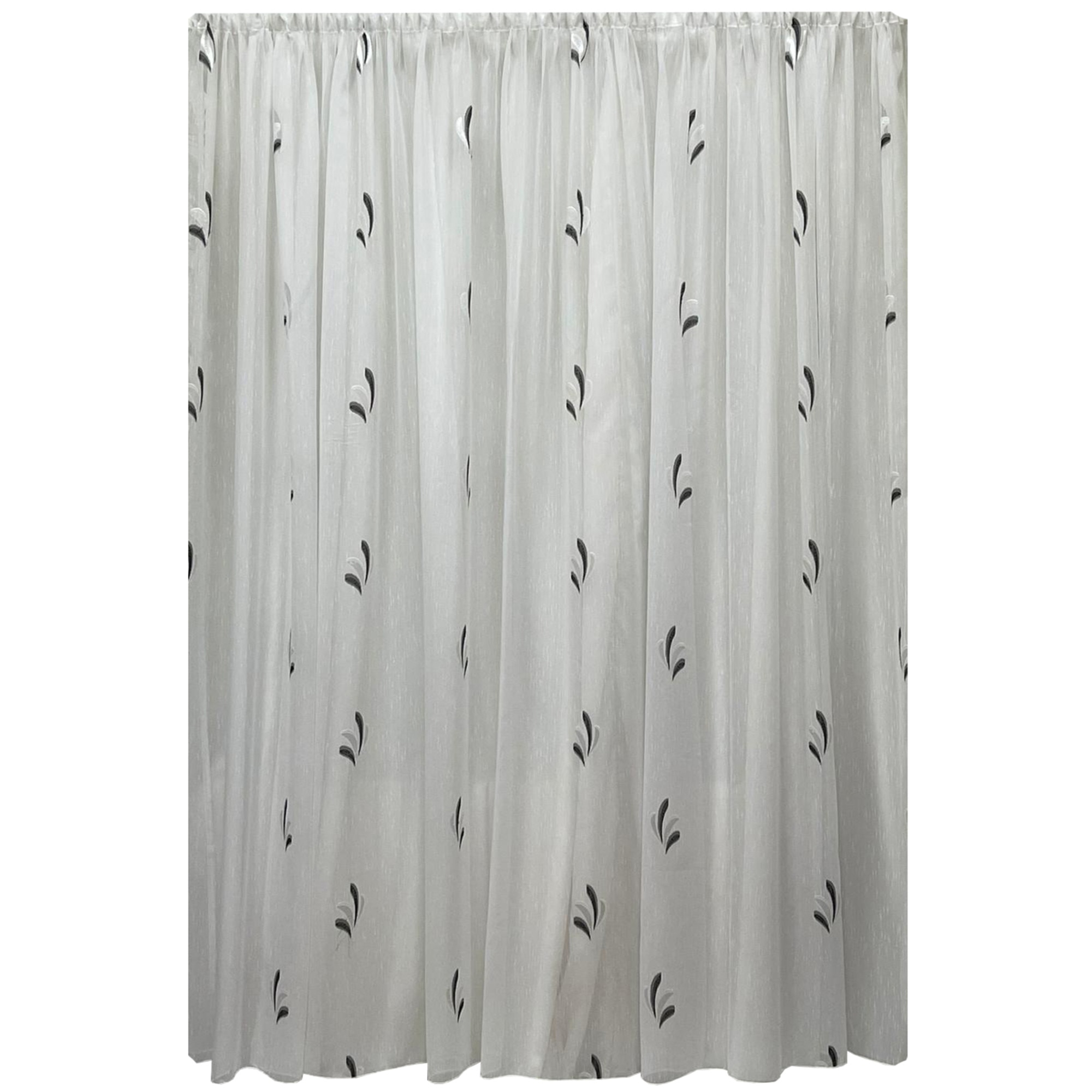 Perdea alba Trio 1000x245cm cu broderie neagra si rejansa, by Liz Line - RD21210