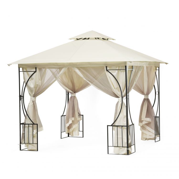 Pavilion pentru gradina cu pereti detasabili si cadru din otel, 3mx3m, bej