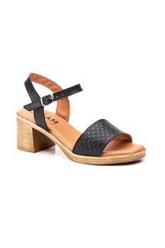 Sandale Femei cu toc patrat si piele perforata Jam, Negru Sandale Femei cu toc patrat si piele perforata Jam, Negru