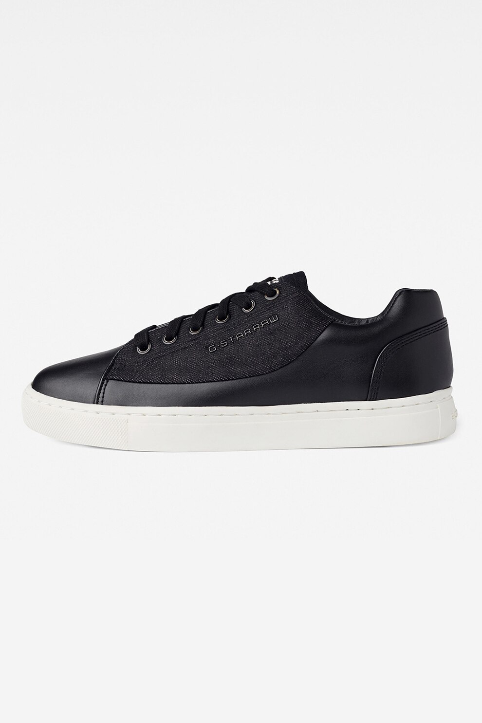 G-Star RAW, Pantofi sport de piele ecologica cu garnitura din material textil, Negru