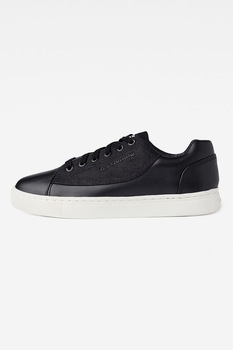 G-Star RAW, Pantofi sport de piele ecologica cu garnitura din material textil, Negru G-Star RAW, Pantofi sport de piele ecologica cu garnitura din material textil, Negru