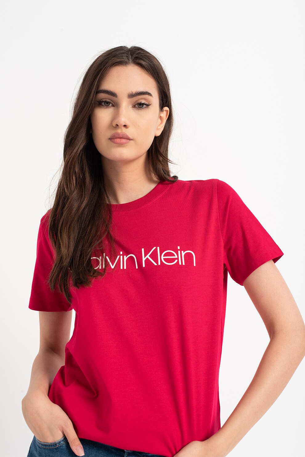 CALVIN KLEIN, Tricou de bumbac organic cu imprimeu logo', Zmeuriu