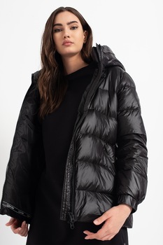 CALVIN KLEIN, Geaca cu puf si gluga, Negru, XL CALVIN KLEIN, Geaca cu puf si gluga, Negru, XL