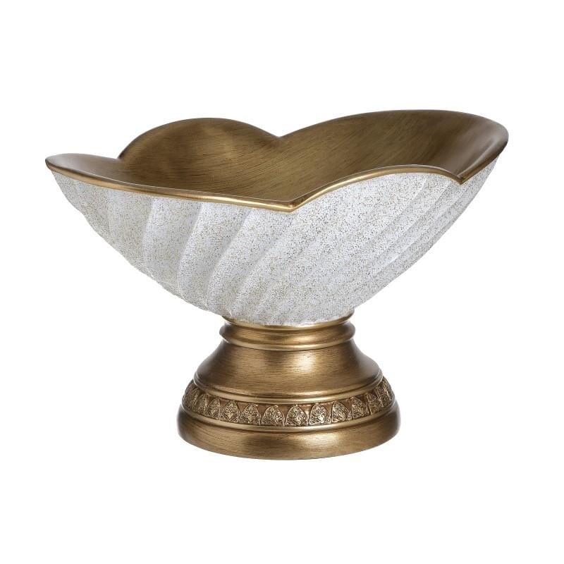 Fructiera din rasina ovala Golden White 30 cm x 22 cm x 18 cm
