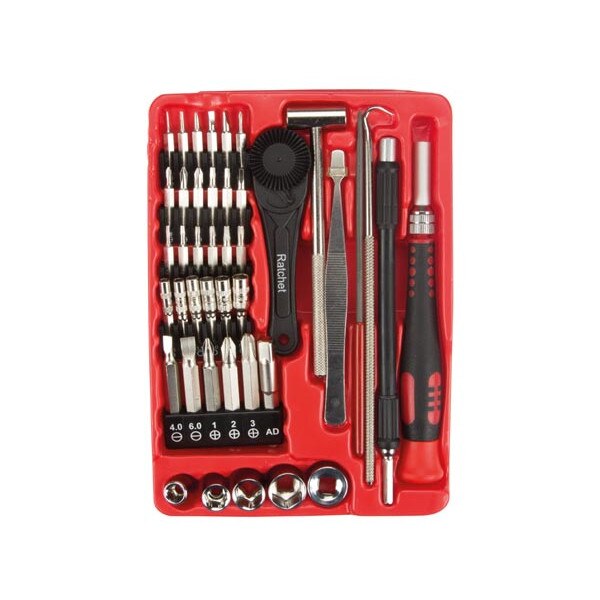 Set scule si surubelnite de precizie Velleman 43 piese