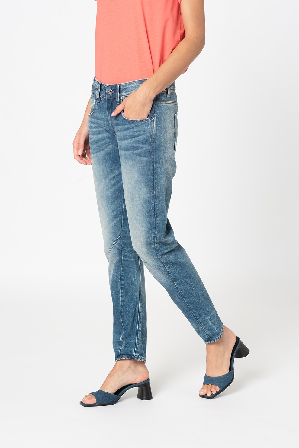 G-Star RAW, Blugi conici cu aspect decolorat, Albastru, W26-L32