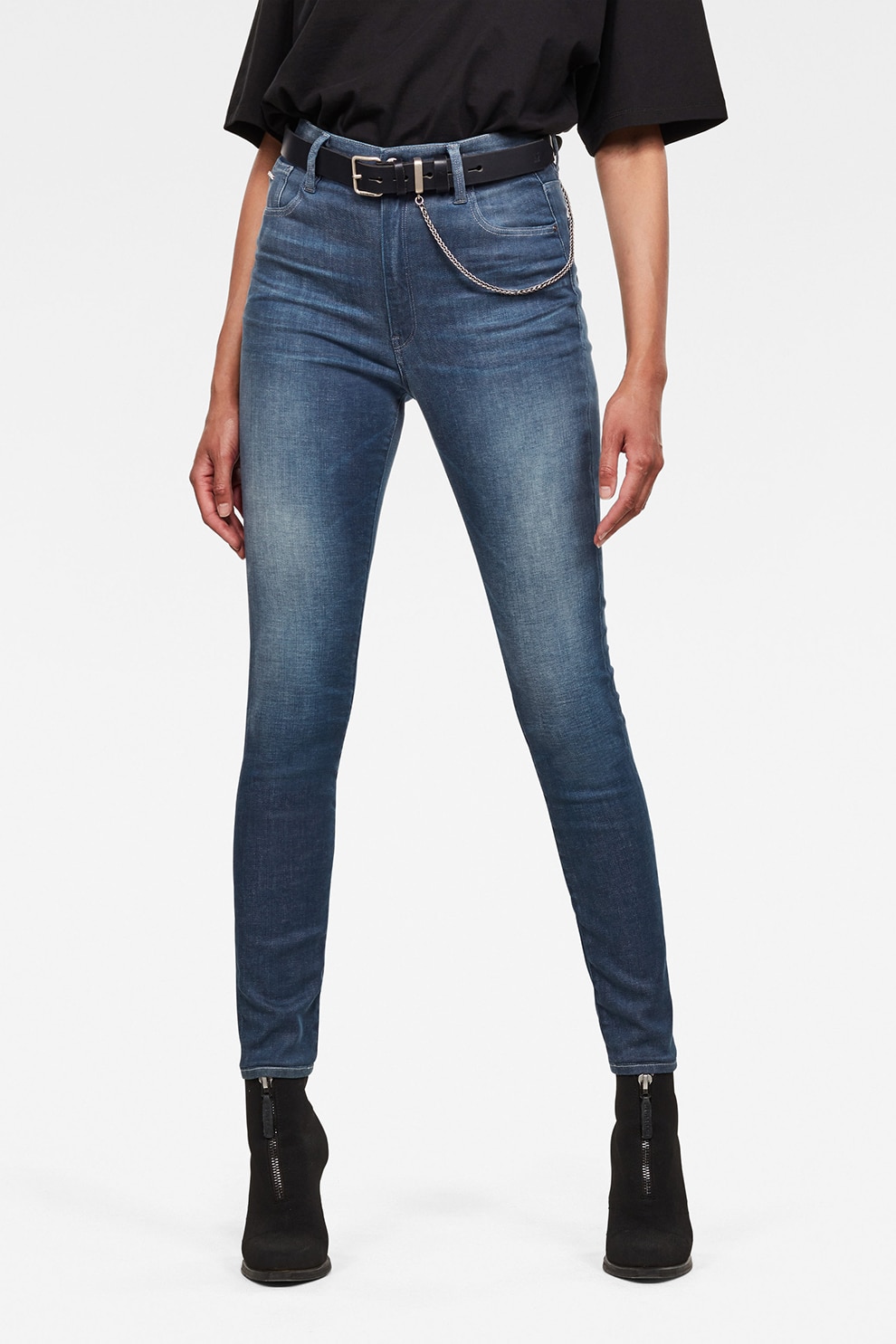 G-Star RAW, Blugi skinny cu talie inalta Kafey, Albastru, W31-L32