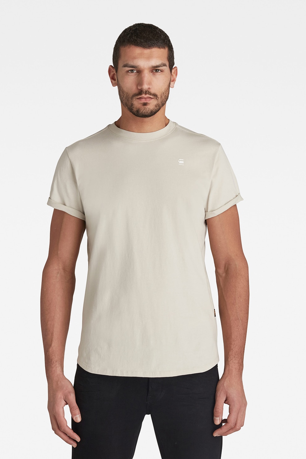 G-STAR, Tricou relaxed fit din bumbac organic Lash, Alb murdar, M
