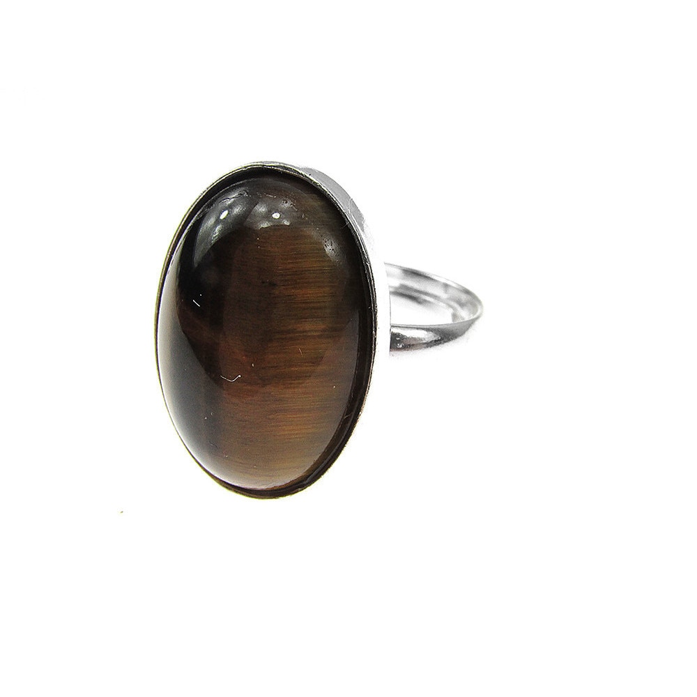 Inel argint reglabil ochi de tigru 18x13 MM