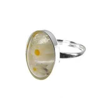 Inel argint reglabil cu Millefiori alb/transparent Inel argint reglabil cu Millefiori alb/transparent