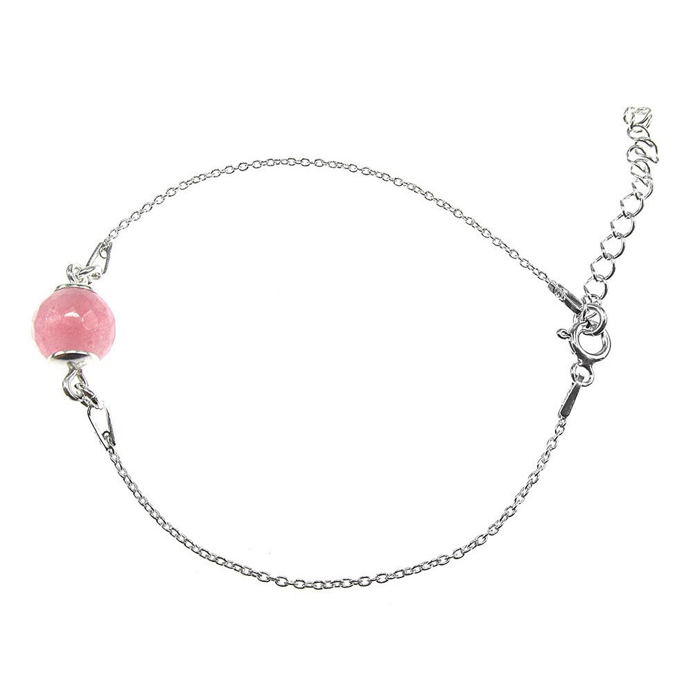Bratara argint cu jad roz fatetat