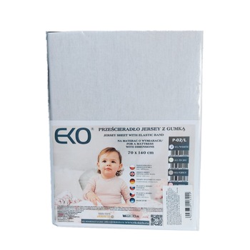 Cearsaf din Jersey cu Elastic, EKO, 140x70 cm, Alb Cearsaf din Jersey cu Elastic, EKO, 140x70 cm, Alb