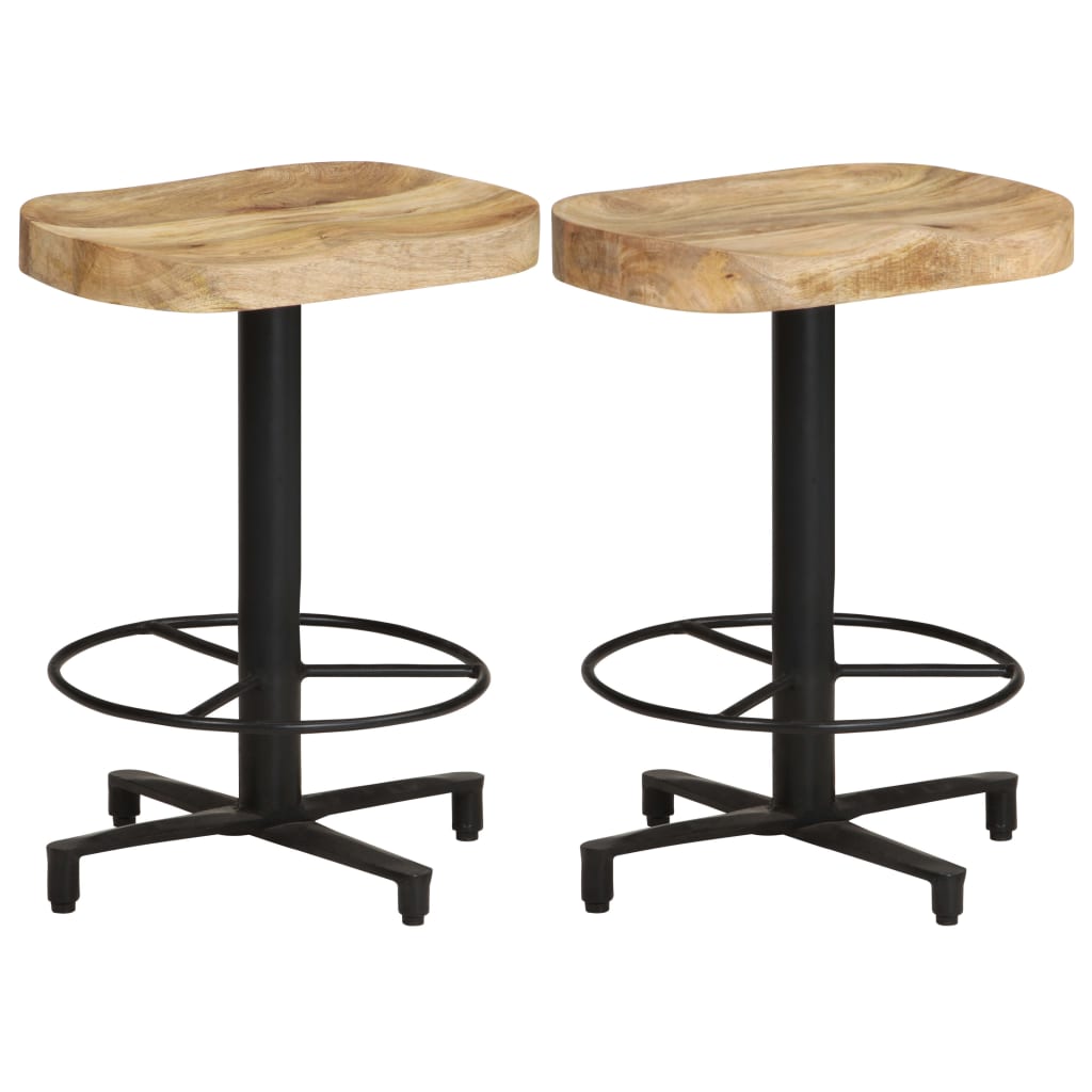 Set de 2 scaune de bar vidaXL, Metal - Lemn, 40 x 40 x 52 cm, Maro deschis