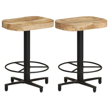 Set de 2 scaune de bar vidaXL, Metal - Lemn, 40 x 40 x 52 cm, Maro deschis Set de 2 scaune de bar vidaXL, Metal - Lemn, 40 x 40 x 52 cm, Maro deschis