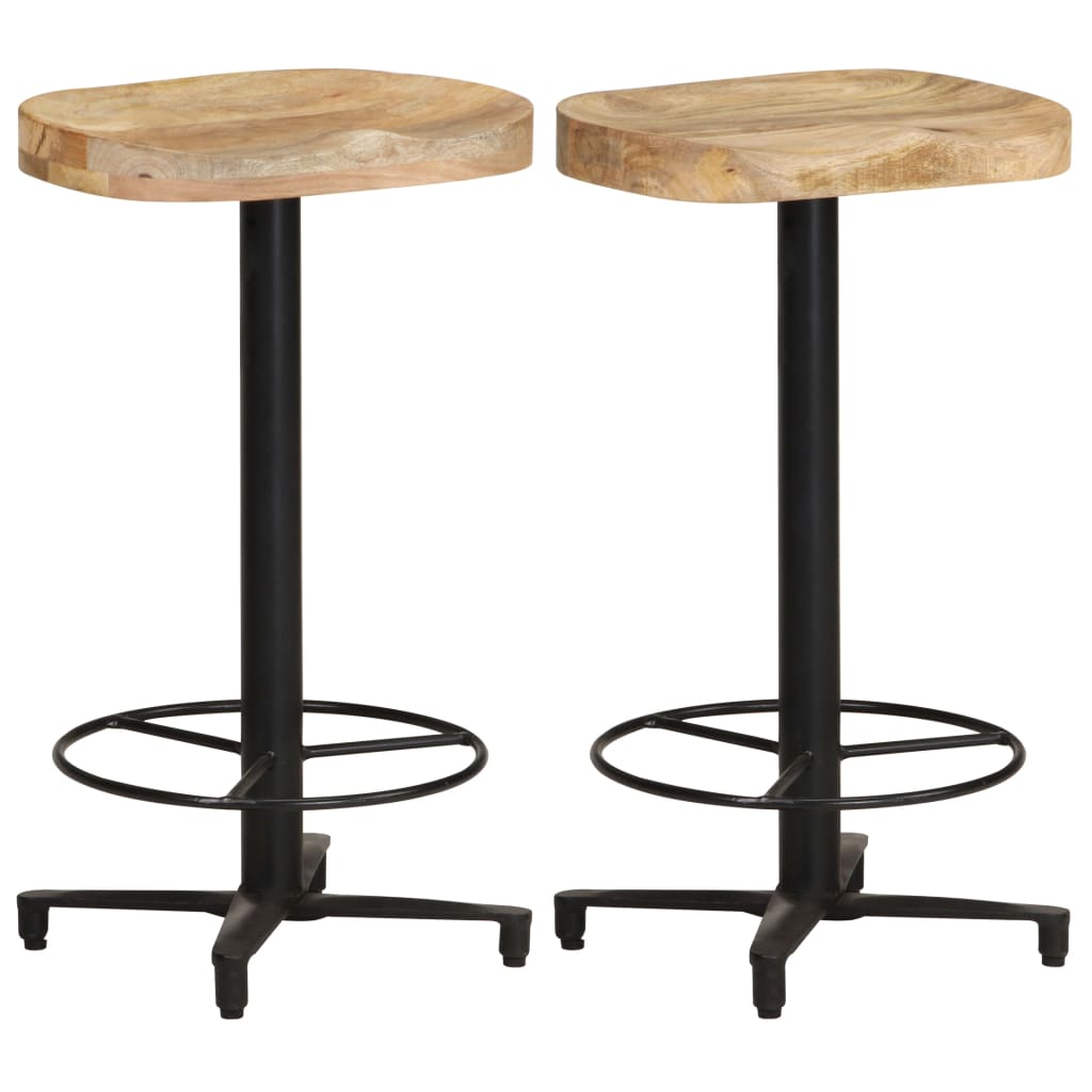 Set de 2 scaune de bar vidaXL, Metal - Lemn, 40 x 40 x 66 cm, Maro deschis